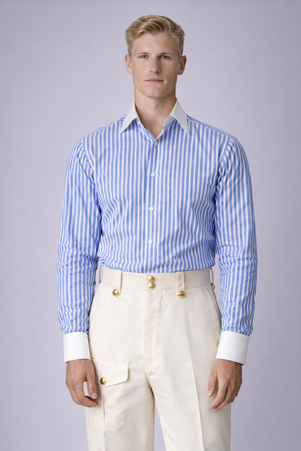 Chemise rayée blanche et bleu clair