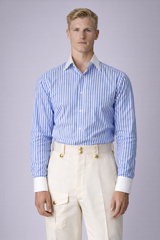 Chemise rayée blanche et bleu clair