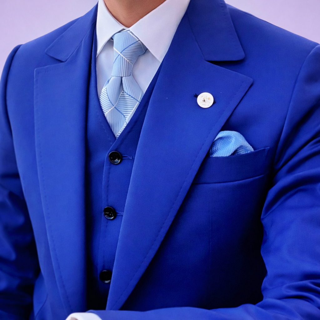 Costume bleu royal trois pièces