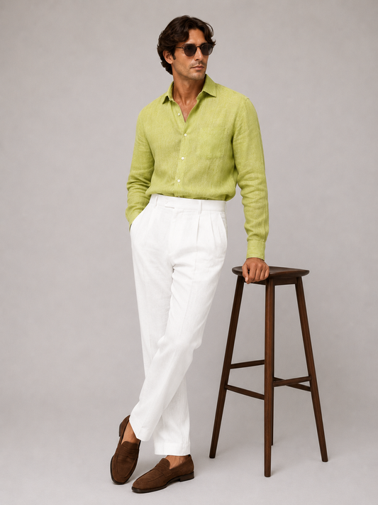 100% Linen Pistachio Two-Piece Set