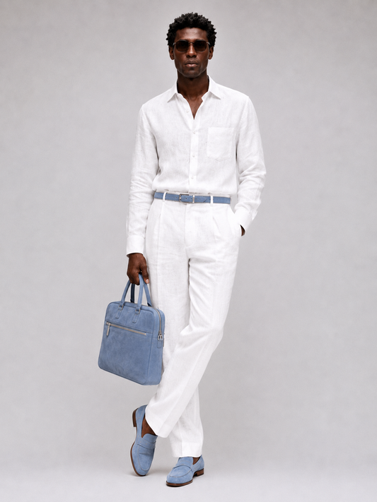 100% Linen White Two-Piece Set