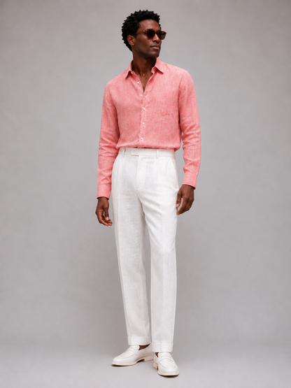 100% Linen Pink Two-Piece Set