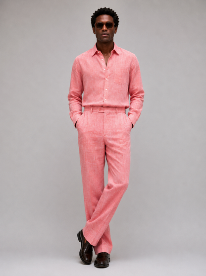 100% Linen Pink Two-Piece Set