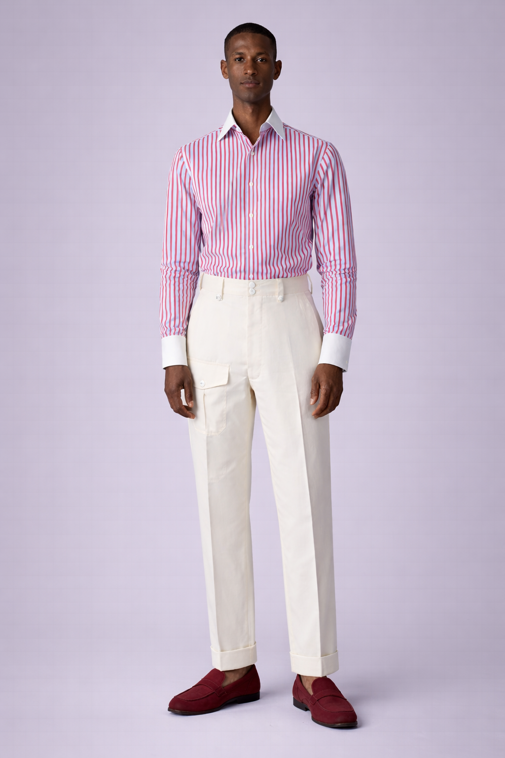 Light Blue and Red Striped Shirt