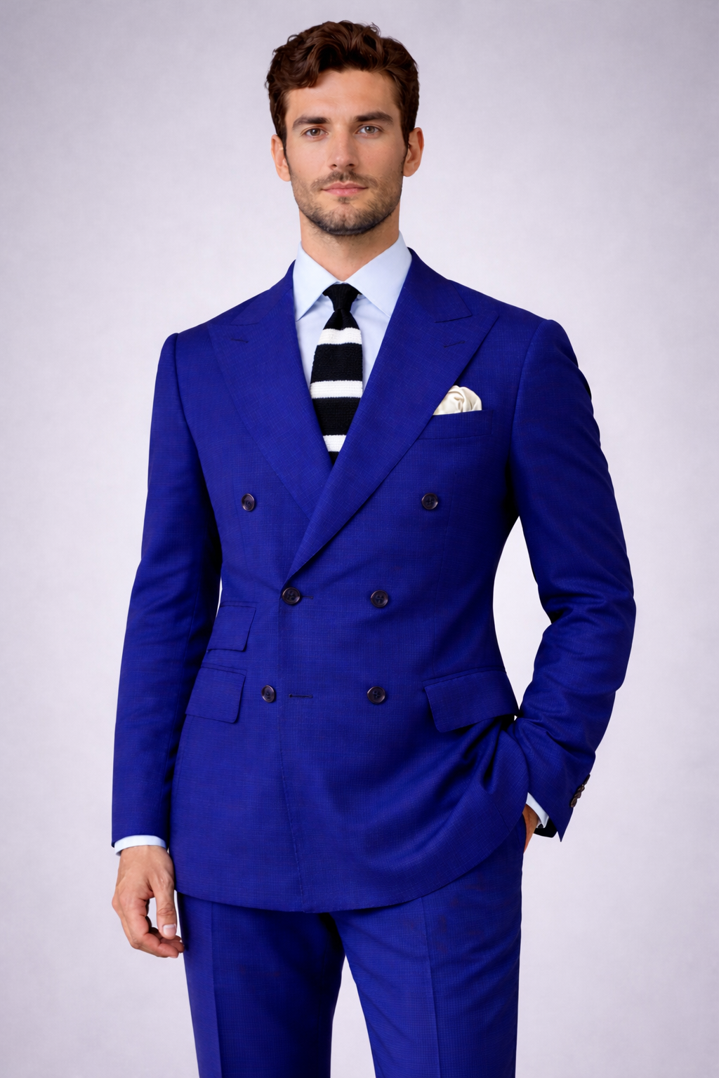 Royal Blue Houndstooth double breasted suit