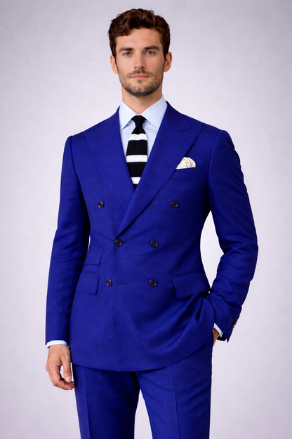 Royal Blue Houndstooth double breasted suit