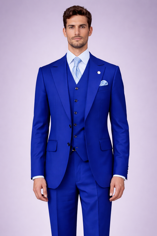 Royal blue three piece suit