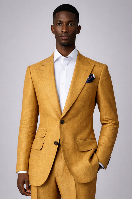 Tobacco linen suit