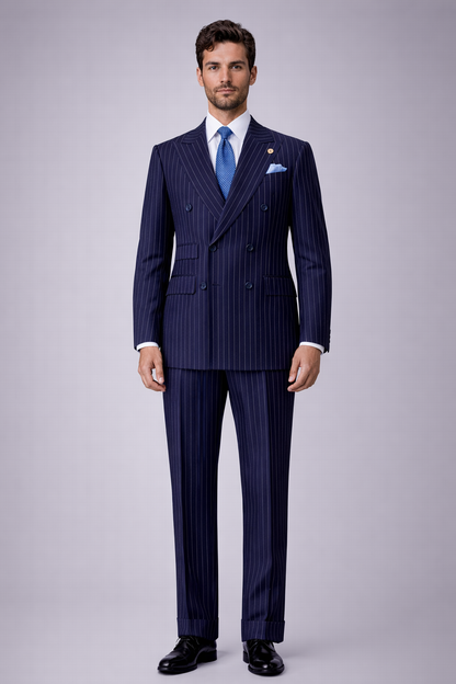 Double breasted pinstripe suit