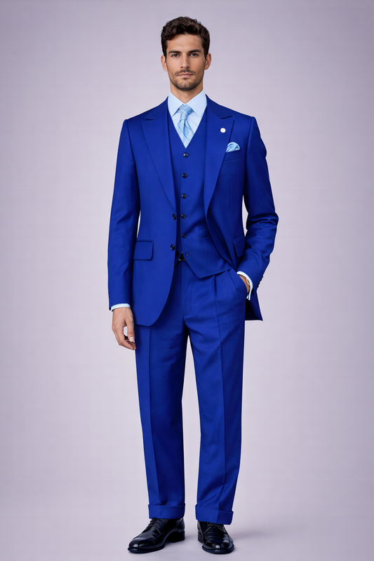 Royal blue three piece suit