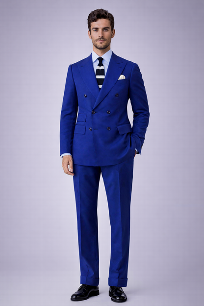Royal Blue Houndstooth double breasted suit