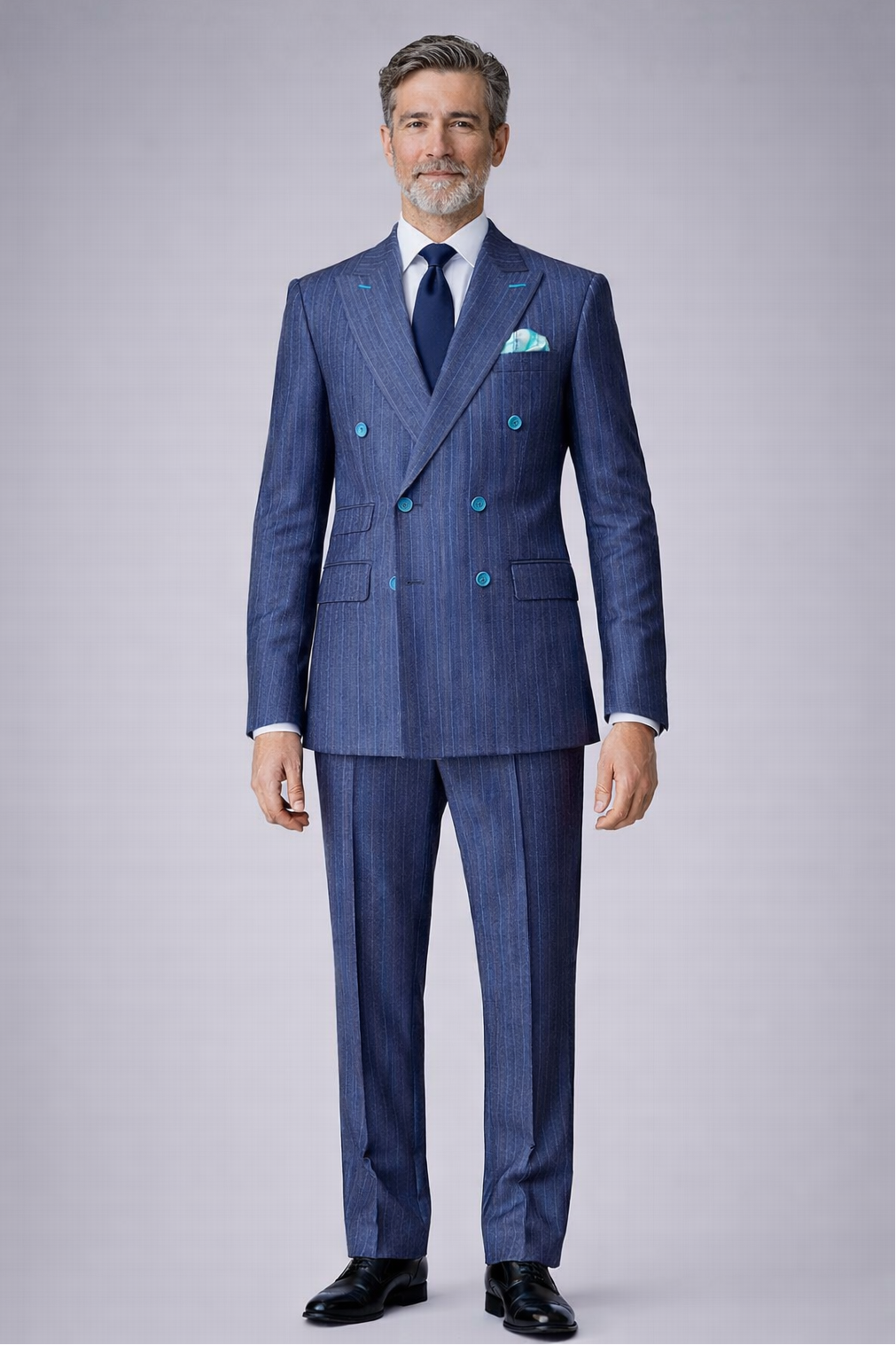 Double breasted pinstripe grey suit